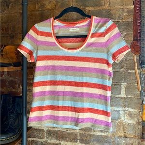 Madewell Crew Neck Tee in Rainbow Stripe - Size XS